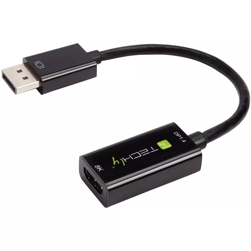 Techly IADAP-DP-HDMIF8K actieve DisplayPort 1.4 (M) naar HDMI (F) adapter, 8K, zwart