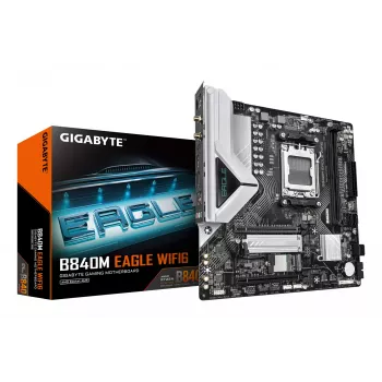 GIGABYTE B840M EAGLE WIFI6 moederbord - AMD Ryzen 9000 CPU's, 5+2+2 fasen VRM, tot 7600 MHz DDR5 (O.C.), 1x PCIe 4.0 + 1x PCIe 3.0 M.2, Wi-Fi 6, 2,5 GbE LAN, USB 3.2 Gen 1