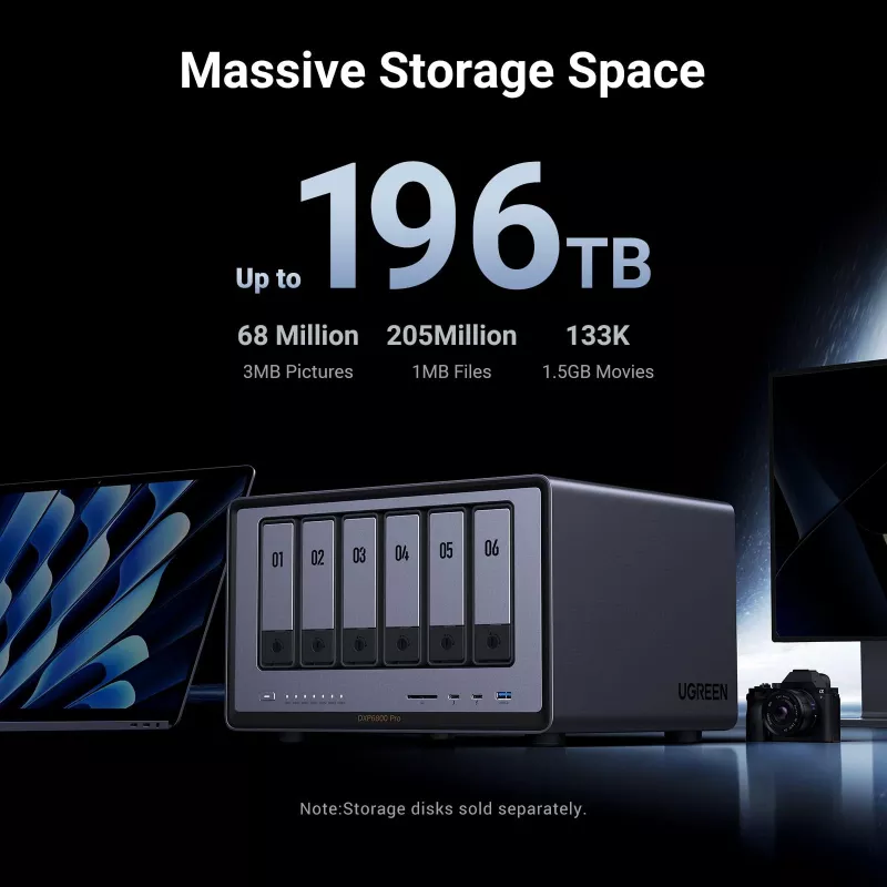 Ugreen DXP6800 Pro NAS Desktop Intel® Core™ i5 8 GB DDR5 Grijs, Zwart