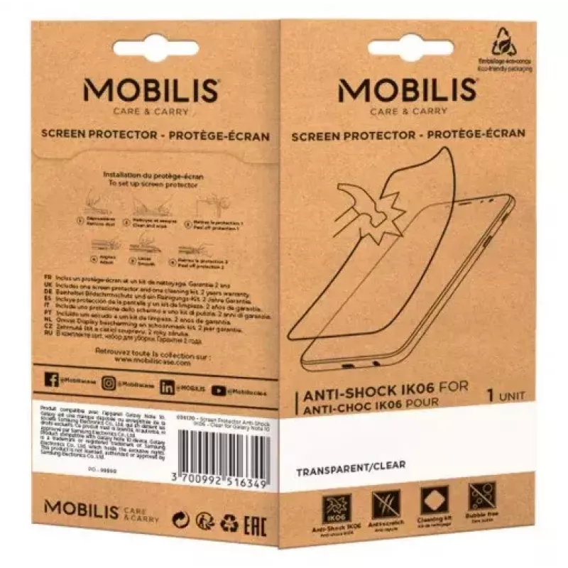 Mobilis 036255 schokbestendige IK06-schermbeschermer voor Honeywell EDA52 / EDA56 / EDA57, helder