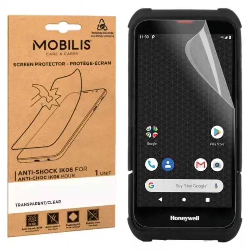 Mobilis 036255 schokbestendige IK06-schermbeschermer voor Honeywell EDA52 / EDA56 / EDA57, helder