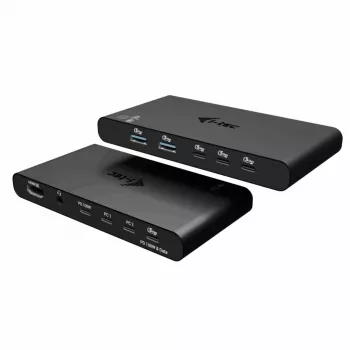 KVM-dockingstation i-tec voor 2 hosts HDMI, USB-C host-interface, PD 2×100W, 4K@60Hz, 2×USB-A