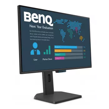 27 inch BenQ FHD-bedrijfsmonitor — 1920×1080, 5 ms, IPS-achtig 178° kijkhoek, mat, ingebouwde luidsprekers, VESA, in hoogte verstelbaar