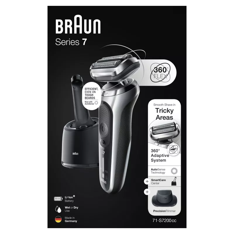 Foliestripper Braun Series 7 71-S7200c zwart zilver lithium-ion 50 min