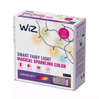 WiZ Fairy Light 20M, slimme lichtslang, Wi-Fi/Bluetooth, zwart, Wi-Fi 4 (802.11n), 802.11b, 802.11g, LED, kunststof