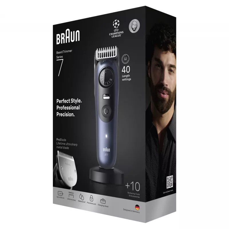Braintrimmer Braun BeardTrimmer 7 BT7540 0,5-20 mm batterij zwart blauw