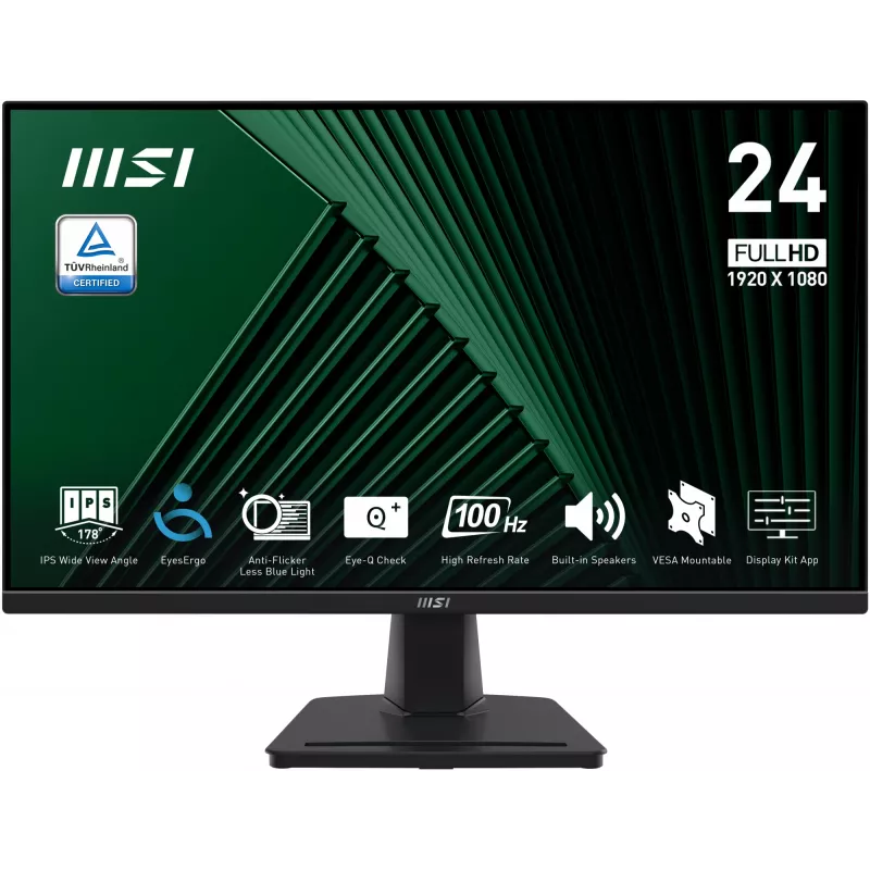LCD-monitor MSI Pro MP245G 23,8 inch Full HD (1920×1080), IPS, 4 ms, 300 cd/m², VESA, ingebouwde luidsprekers