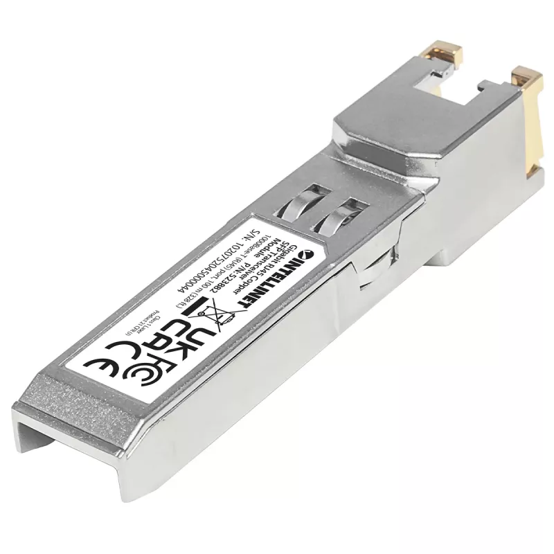 Intellinet Transceiver-module optisch, Gigabit RJ45 koper SFP, 1000Base-T (RJ45) poort, 100 m, MSA-conform, compatibel met Cisco GLC-T, Ethernet, glasvezel, drie jaar garantie