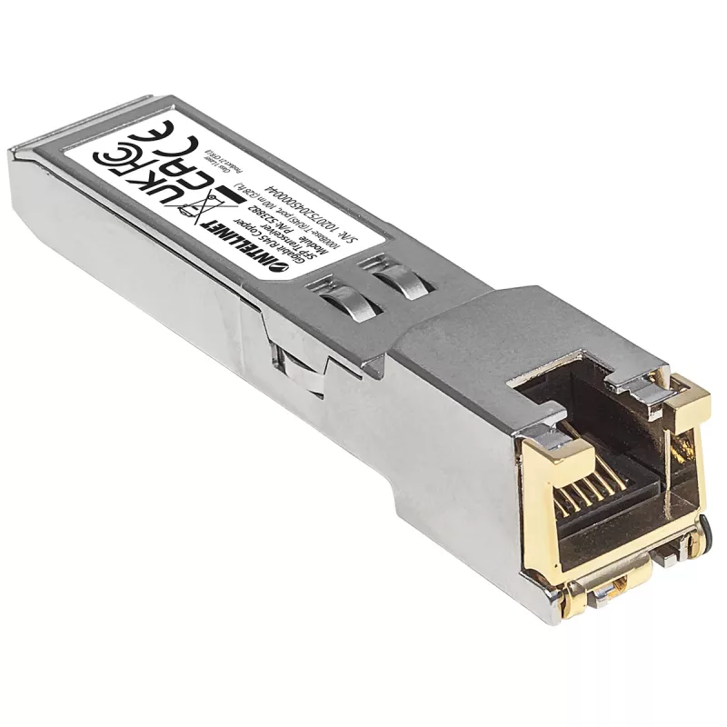 Intellinet Transceiver-module optisch, Gigabit RJ45 koper SFP, 1000Base-T (RJ45) poort, 100 m, MSA-conform, compatibel met Cisco GLC-T, Ethernet, glasvezel, drie jaar garantie