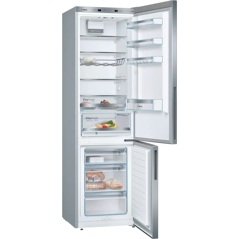 Bosch Serie 6 KGE39AICA koel-vriescombinatie, vrijstaand, 343 l (249 l + 94 l), 201 cm, energieklasse C, roestvrij staal