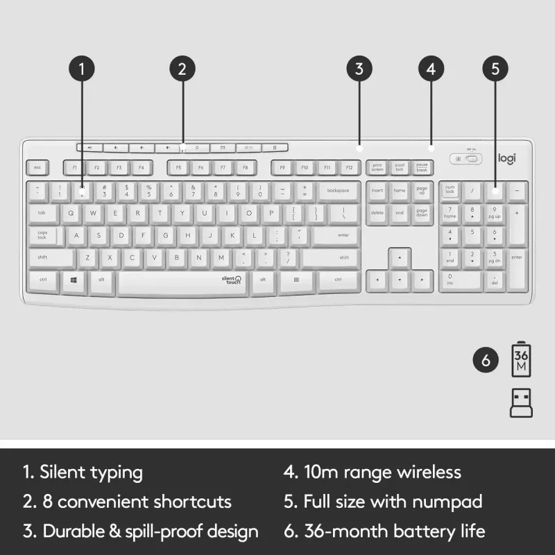 Draadloze toetsenbord- en muiscombinatie Logitech MK295 Silent