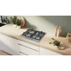Inbouw-gaskookplaat Bosch Serie 4 PGH6B5K90, 4 zones RVS, 60 cm, draaiknoppen, wokbrander