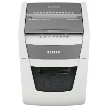 Papiervernietiger LEITZ IQ Autofeed Small Office50 P4 — microsnede 4x28 mm, 50-vel autofeed, 22 cm invoer, 20 L opvangbak