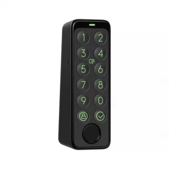 Smart deurslot SwitchBot Keypad Touch — toegang met code en vingerafdruk, zwart, CR123A-batterijen, draadloos, 38×36×112 mm