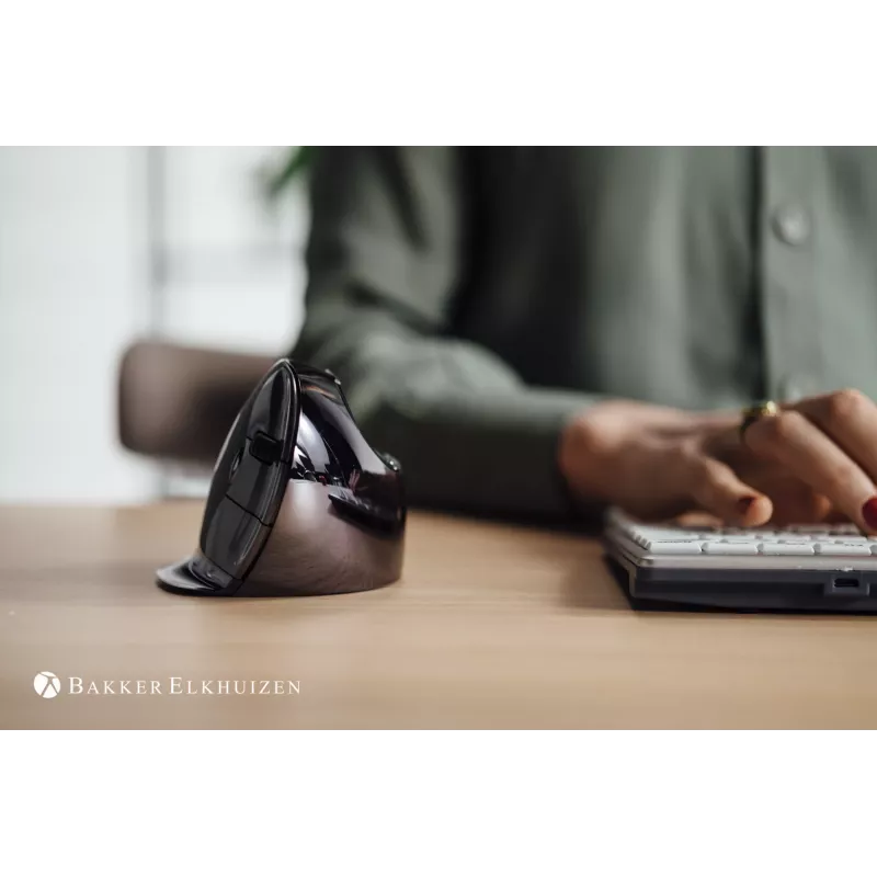 BakkerElkhuizen Evoluent D Small Wireless, rechtshandig, verticaal ontwerp, laser, RF Wireless, 3200 DPI, zwart