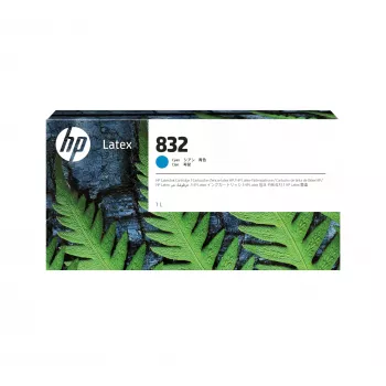 Inktpatroon HP 832 cyaan 1 L, op latexbasis, 1000 ml, enkelverpakking