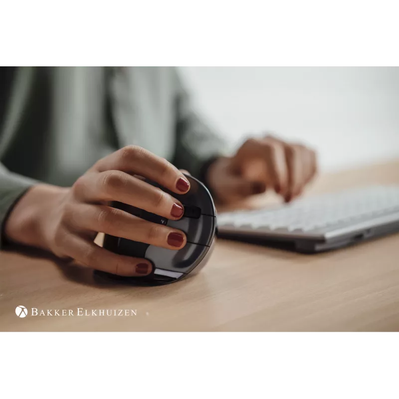 BakkerElkhuizen Evoluent D Medium, rechtshandig, verticaal ontwerp, laser, USB Type-A, 3200 DPI, zwart