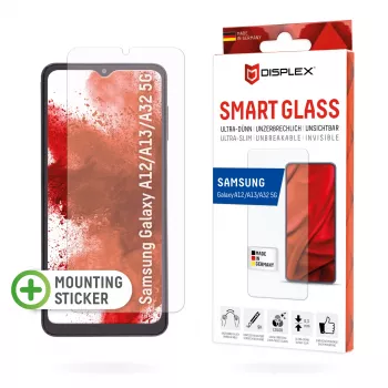 Displex Smart Glass (9H) voor Samsung Galaxy A12/A13/A32 5G, montageplakker, onbreekbaar, ultradun, onzichtbaar
