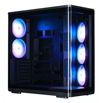 ZALMAN P60 zwarte pc-miditower behuizing – ATX/Mini-ITX, gehard glas, 3x120mm zij- + 2x120mm achterventilatoren, 290×475×478 mm