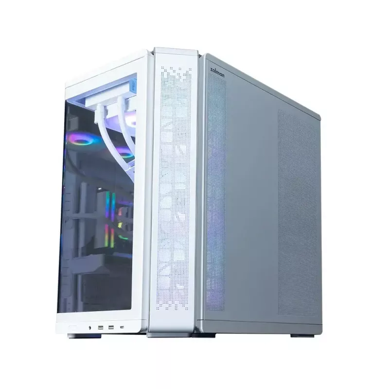 Pc-behuizing ZALMAN P60 midtower met 5x ARGB-ventilatoren, wit