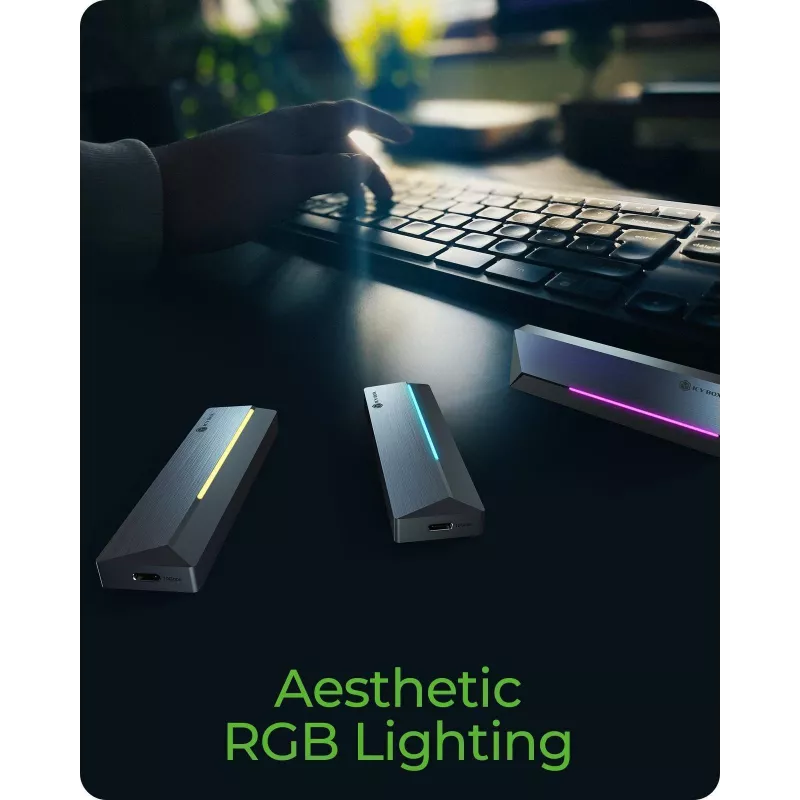 ICY BOX M.2 SATA/NVMe SSD-behuizing met USB 3.2 Gen 2 Type-C en RGB-verlichting