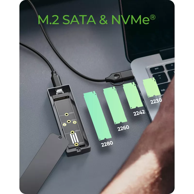 ICY BOX M.2 SATA/NVMe SSD-behuizing met USB 3.2 Gen 2 Type-C en RGB-verlichting