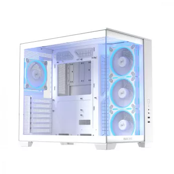 Pc-behuizing ASUS A32 PLUS/WT/TG/ARGB midtower, wit, ATX, gehard glas, ARGB, USB-C, ondersteunt GPU's tot 420 mm