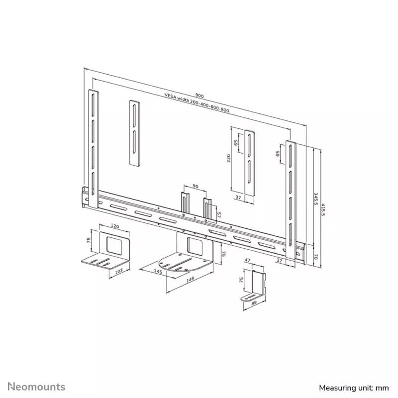 Neomounts AV50-500BL PTZ/UC-camerarek-kit 43-110 inch - VESA - max. 5 kg - universeel