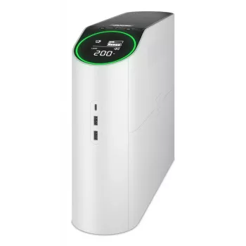APC Back-UPS Pro, 2200VA/1320W, tower, 230V, 4x Schuko- en 2x IEC C13-uitgangen, RGB-verlichting, zuivere sinusgolf, Arctic (wit)