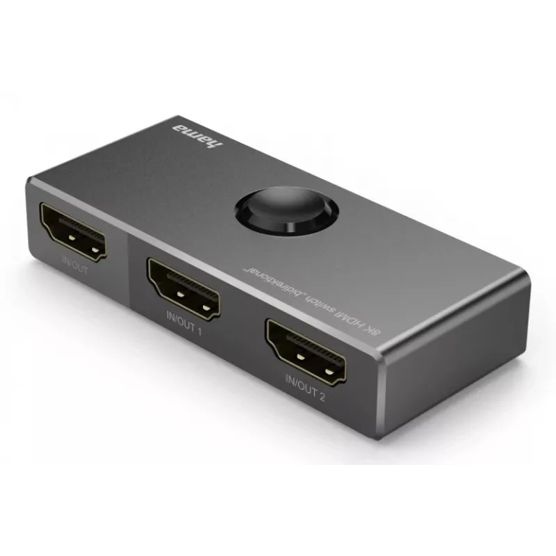 HAMA 8K HDMI bidirectionele switch — 1 ingang naar 2 uitgangen / 2 ingangen naar 1 uitgang, model 00205324