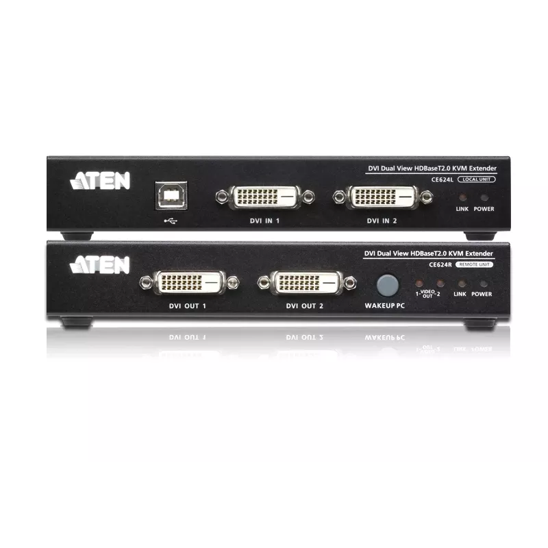 ATEN USB 2.0 DVI Dual View HDBaseT 2.0 KVM-extender met audio en RS232 (150 m)