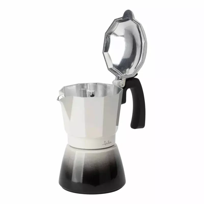 Jata HCAF2412 mokkapot, 12 kopjes (0,7 l), aluminium, geschikt voor inductie, voet van 10,8 cm