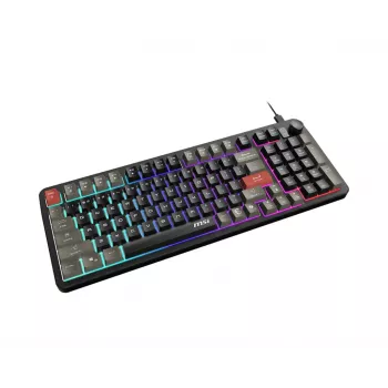 Toetsenbord MSI Forge GK110 – full-size (100 %), USB bedraad, QWERTY US-Engels, membraan, RGB-achtergrondverlichting, 97 toetsen, zwart