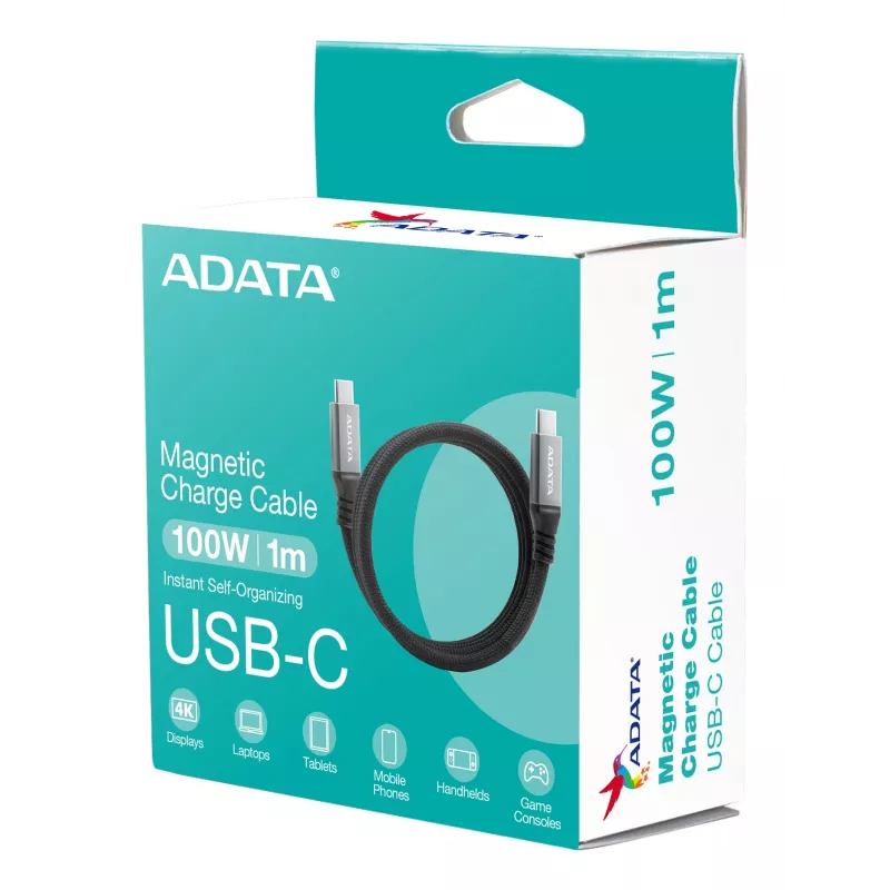 USB C naar USB C datakabel ADATA CACCU3-100W-100AN-BK — USB 3.2 Gen 2 (10 Gbit/s), 1 m, Zwart