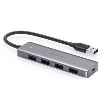 USB-hub UGREEN 50985 (4× USB 3.2 Gen 1 Type-A, 5 Gb/s, zilver)