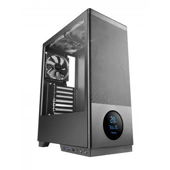 TACENS computerbehuizing 2SAGITTA20 midi tower, gehard glas, ATX/Micro-ITX/Mini-ITX, 1x3,5 inch + 2x2,5 inch, LED, ventilator voorgeïnstalleerd