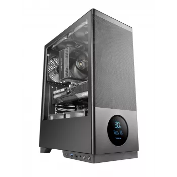 TACENS computerbehuizing 2SAGITTA20 midi tower, gehard glas, ATX/Micro-ITX/Mini-ITX, 1x3,5 inch + 2x2,5 inch, LED, ventilator voorgeïnstalleerd