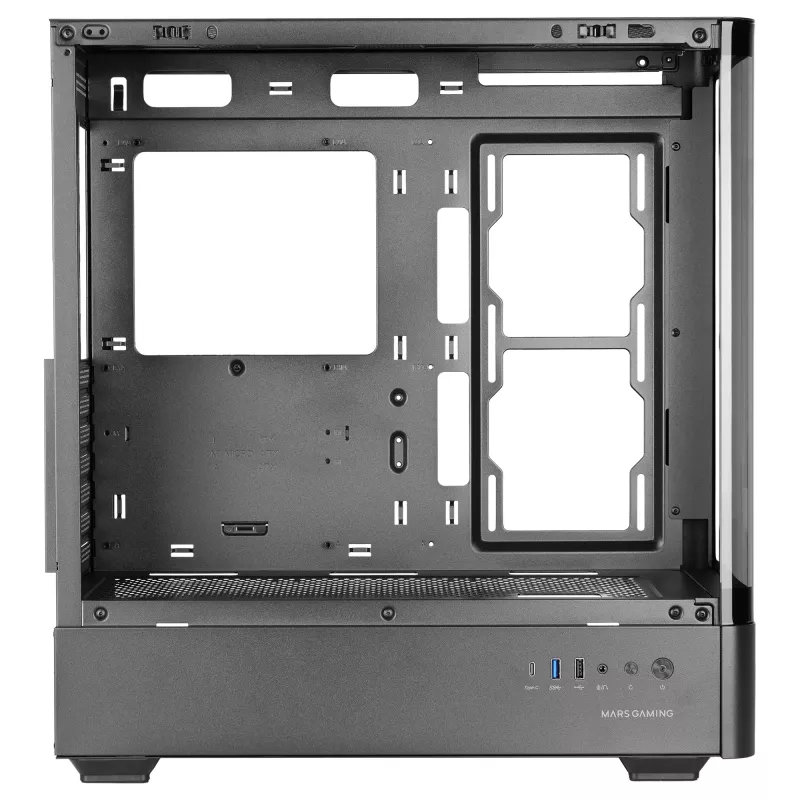 PC-behuizing TACENS Mars Gaming MCLCDPRO midi tower – zwart, IPS 7,2 inch display, voeding onderaan, ATX/Micro‑ATX/Mini‑ITX ondersteuning