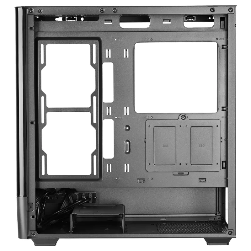 PC-behuizing TACENS Mars Gaming MCLCDPRO midi tower – zwart, IPS 7,2 inch display, voeding onderaan, ATX/Micro‑ATX/Mini‑ITX ondersteuning