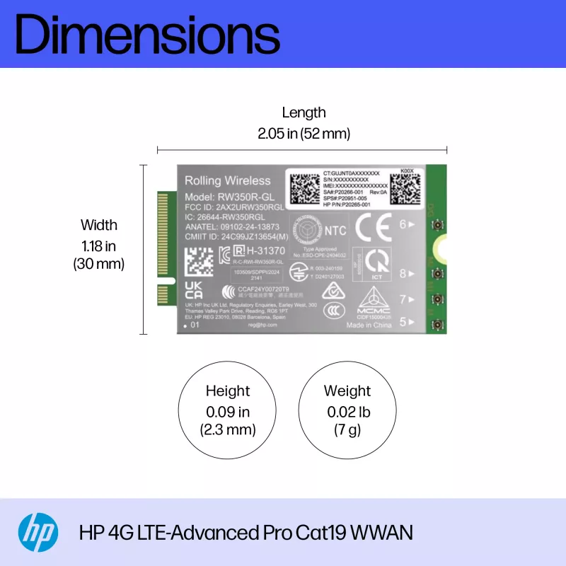 HP 4G LTE-Advanced Pro Cat19 WWAN interne draadloze module B8BD3AA