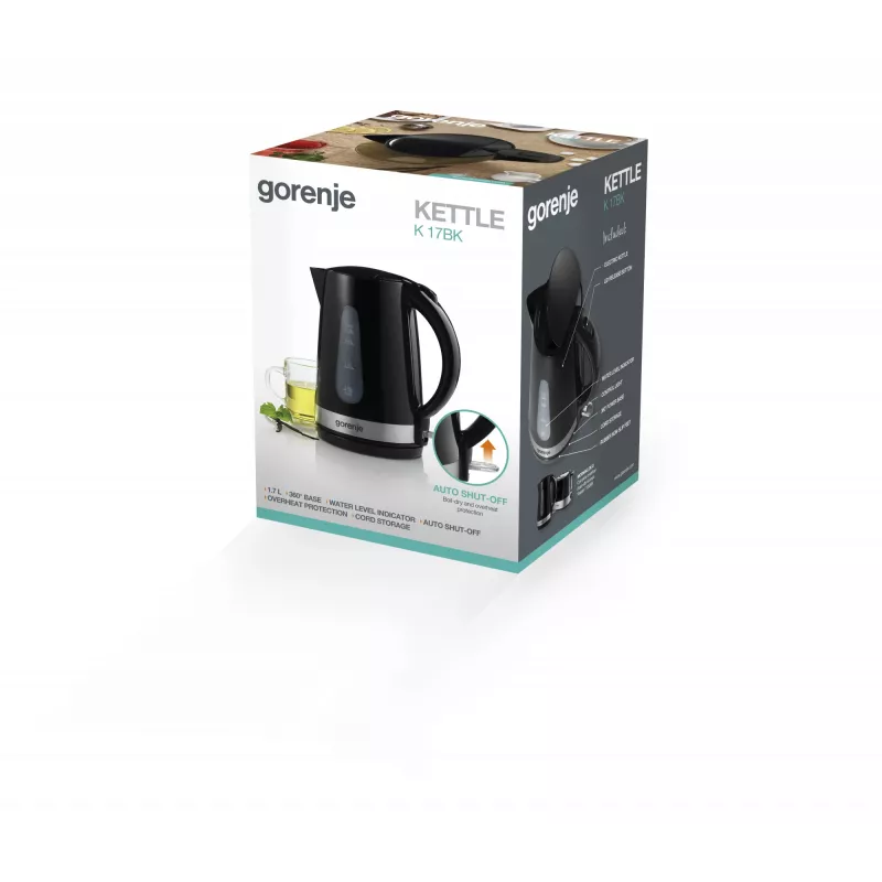 Waterkoker Gorenje K17BK — 1,7 L, 2200 W, zwart
