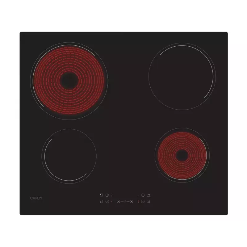 Inbouwkeramische kookplaat CANDY CH64CCB/4U2 — 4 zones, touchbediening, 59×52 cm, zwart