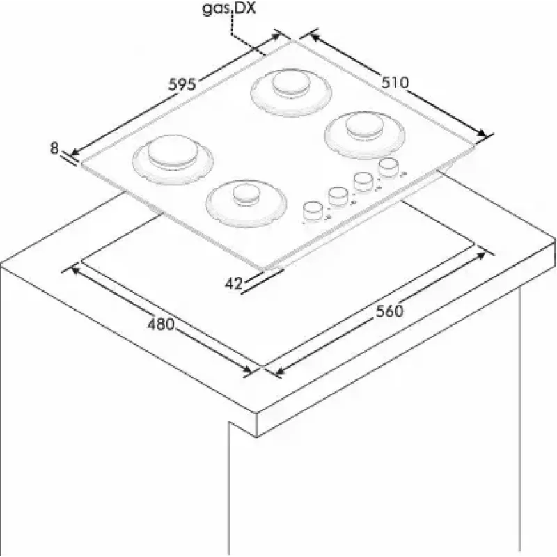 Candy CVW6BB kookplaat zwart inbouw 59,5 cm gas 4 zone(s)
