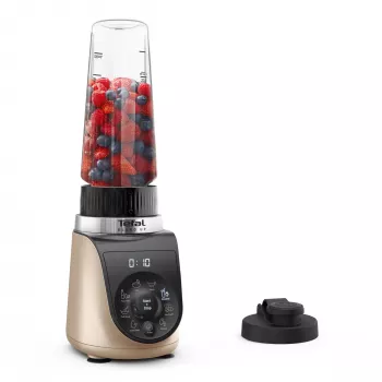 Tafelmixer Tefal Blend Up BL190AF0 — 0,85 L kom, 1000 W, 6-bladige Powelix, puls, ijs crushen (transparant/zwart/beige)