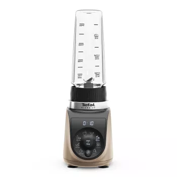 Tafelmixer Tefal Blend Up BL190AF0 — 0,85 L kom, 1000 W, 6-bladige Powelix, puls, ijs crushen (transparant/zwart/beige)
