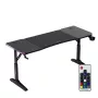 Gamingbureau huzaro Hero 4.6 RGB — zwart rechthoekig tafelblad 1600×600 mm, hoogte 560–790 mm, H-poten, RGB-verlichting