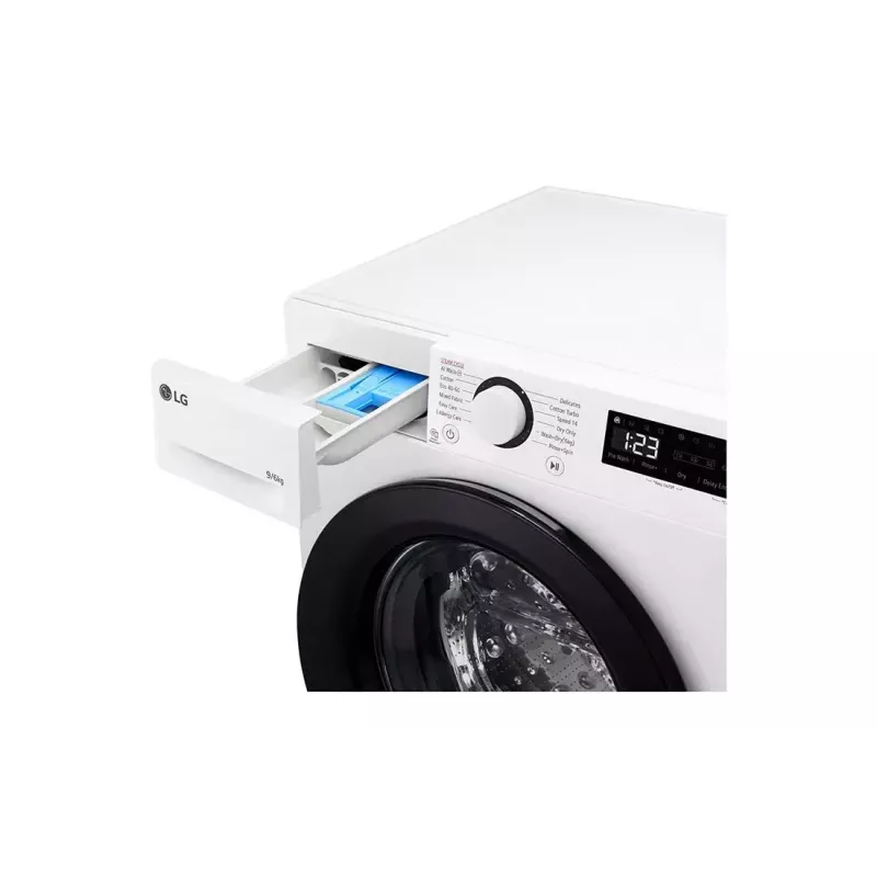 LG F4DR509SBW was-droogcombinatie vrijstaand frontlader zwart, wit