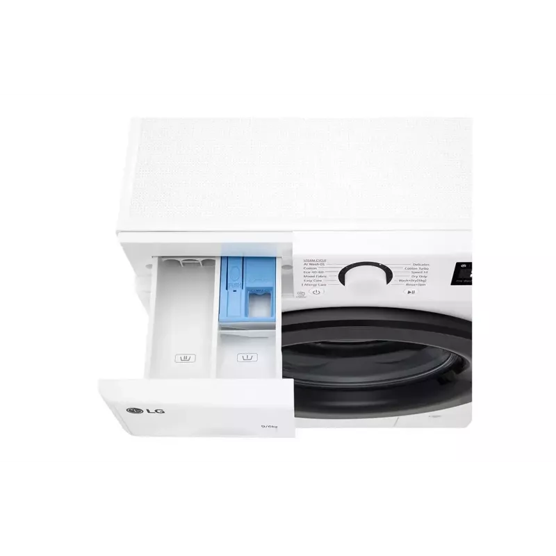LG F4DR509SBW was-droogcombinatie vrijstaand frontlader zwart, wit