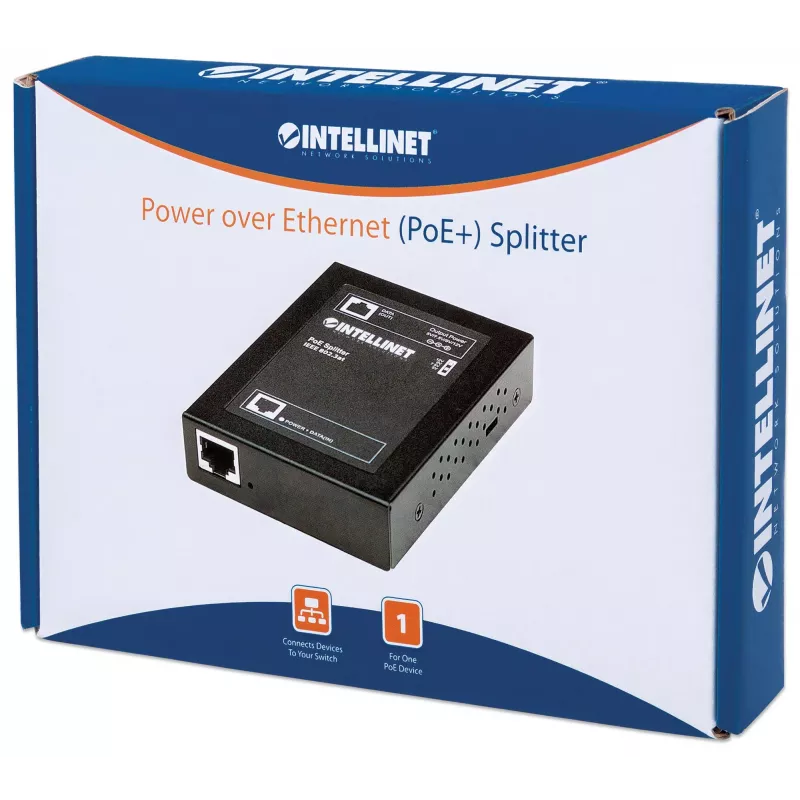 Intellinet Power over Ethernet (PoE+) splitter, IEEE802.3at, 5, 7.5, 9 of 12 V DC uitgangsspanning