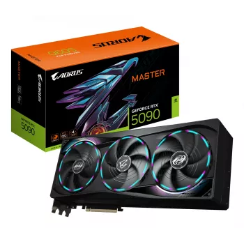GIGABYTE AORUS GeForce RTX 5090 MASTER 32G grafische kaart - 32 GB GDDR7, 512 Bit, PCI-E 5.0, 2655 MHz kloksnelheid, 3x DP 2.1a, 1x HDMI 2.1b, GV-N5090AORUS M-32GD